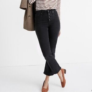 Madewell Cali Demi-Boot Cut Button Fly Jeans Womens Sz 31 Black EUC